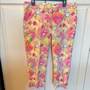 Lilly Pulitzer Capri Pants Patchwork Tropical Floral Tapered Monkey's